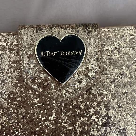 Betsy Johnson Gold Glitter Wristlet with Gold Chain - Picture 8 of 8